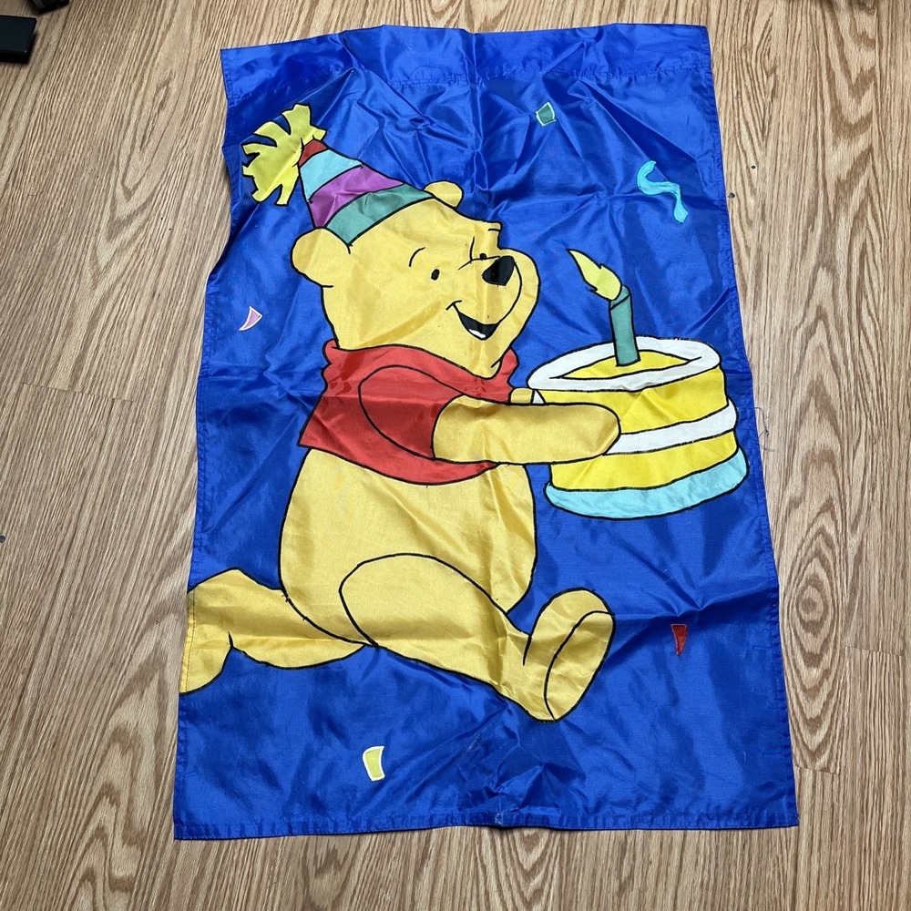 DISNEY WINNIE THE POOH BIRTHDAY CAKE PARTY 2-sided LARGE YARD FLAG